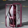 Miracase Magnetic for iPhone 17 Pro Case 6.3" [Compatible with MagSafe] Full-Body Phone Case with Built-in Glass Screen Protector & Camera Control,Drop Proof iPhone 17 Pro Cover, Deep Magenta