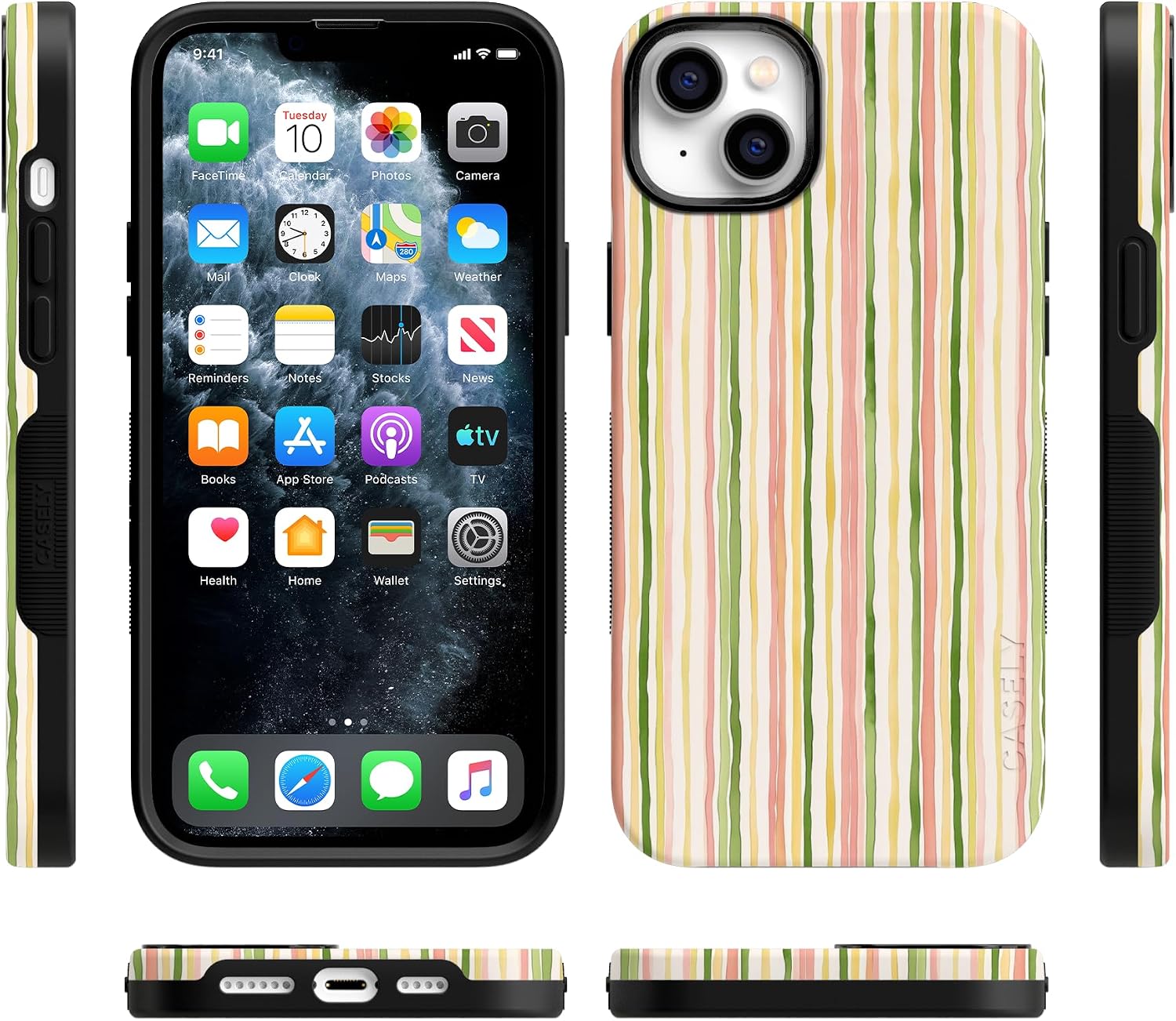 81CG7AURbsL._AC_SL1500_ Casely iPhone 14 Case | Sweet Stripes | Rainbow Pastel | Bold Protective Design | Compatible with MagSafe