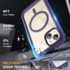Miracase Glass Series for iPhone 15 Case [Compatible with MagSafe] Full-Body Magnetic Case with Built-in 9H Tempered Glass Anti-Fingerprint Screen Protector + Camera Lens Protector, Purple