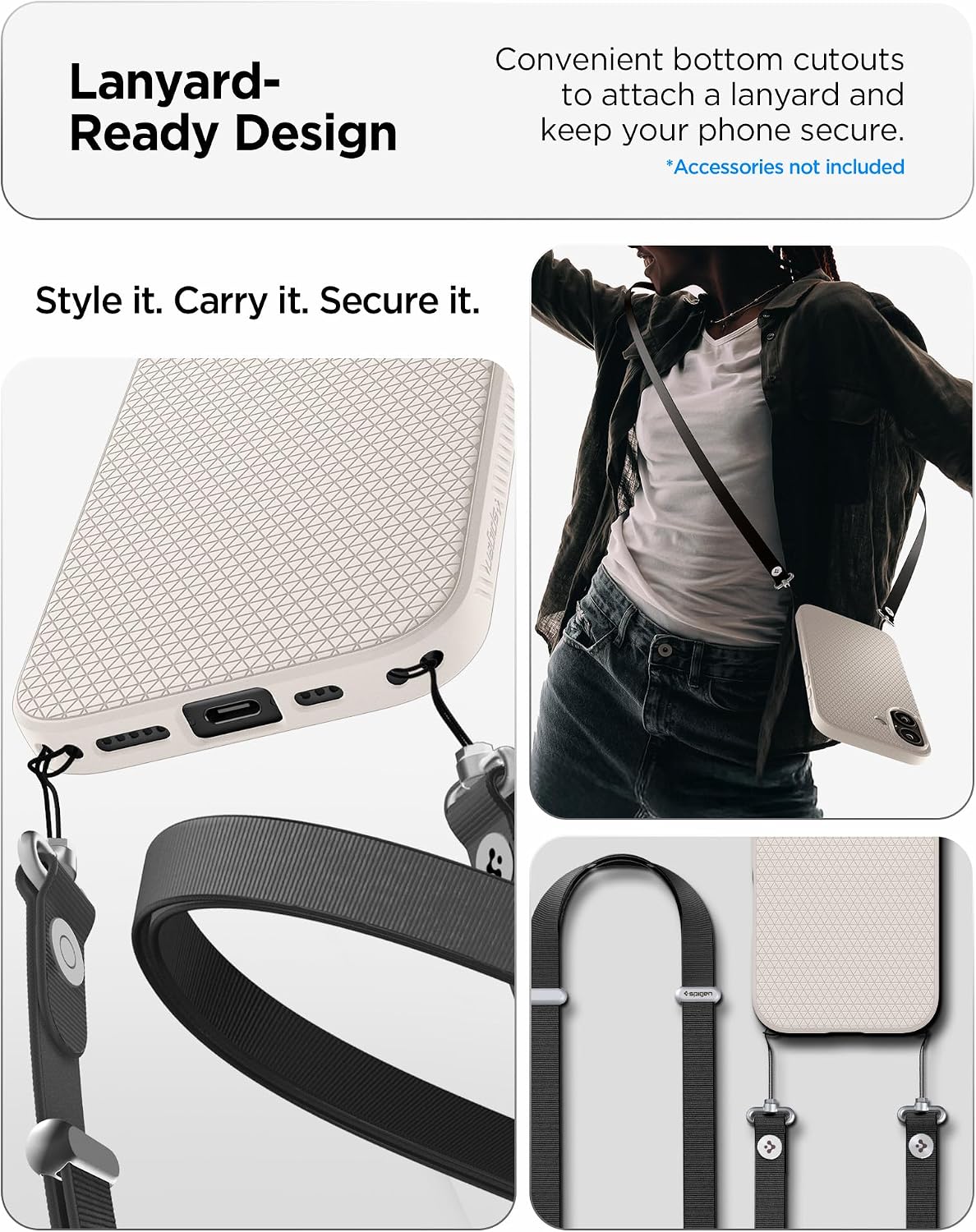 Spigen for iPhone 17 Case, Liquid Air [TPU Covered Camera Control] [No Magnet Ring] [Military-Grade Protection] - Natural Titanium