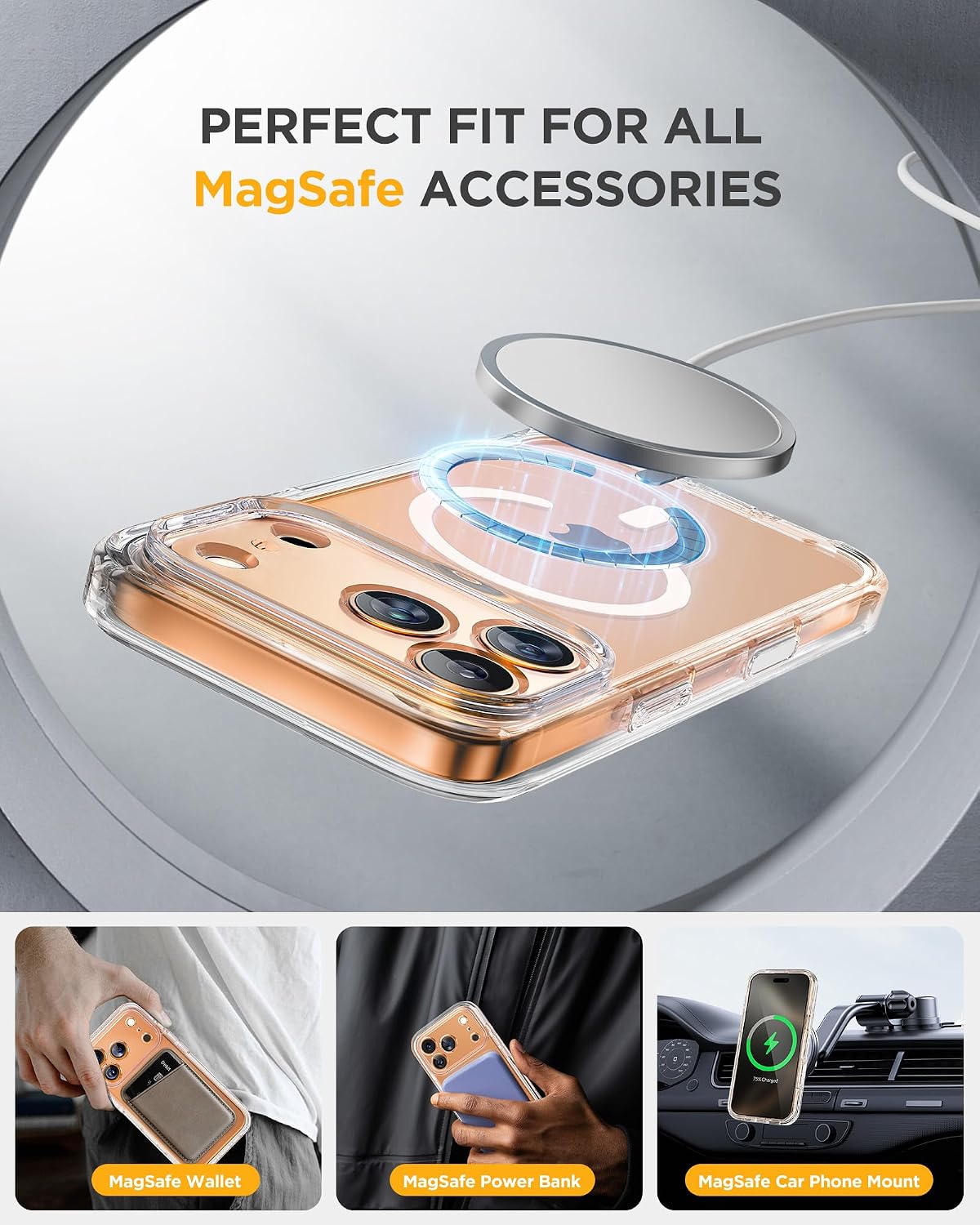 Miracase for iPhone 17 Pro Max Case 6.9" Full-Body Phone Case with Built-in Glass Screen Protector& Full Camera Protector,[Magnetic with MagSafe] Drop Proof 17 ProMax Cover, Clear