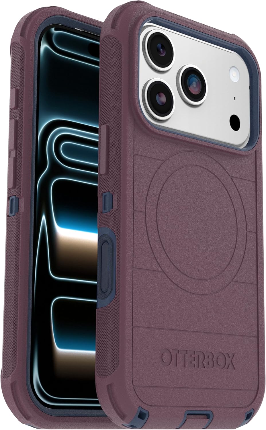 81DMAbZALpL._AC_SL1500_ OtterBox iPhone 17 Pro (Only) - Defender Series Case - Tulipwood Glow (Purple & Blue) - Snaps on MagSafe - Tough - Rugged & Durable