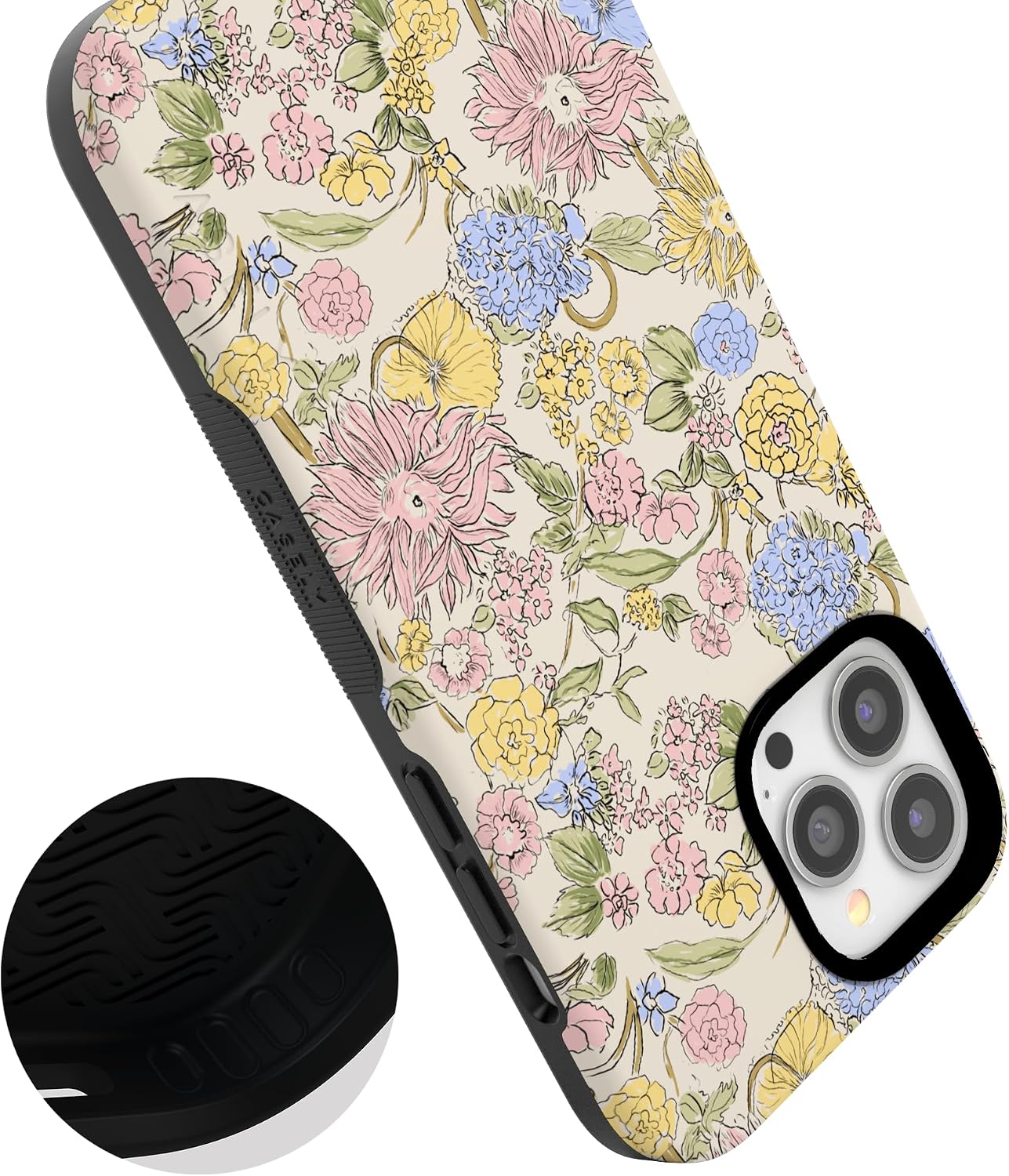 Casely iPhone 13 Pro Case | Prairie Blooms | Pastel Floral | Bold Protective Design | Compatible with MagSafe