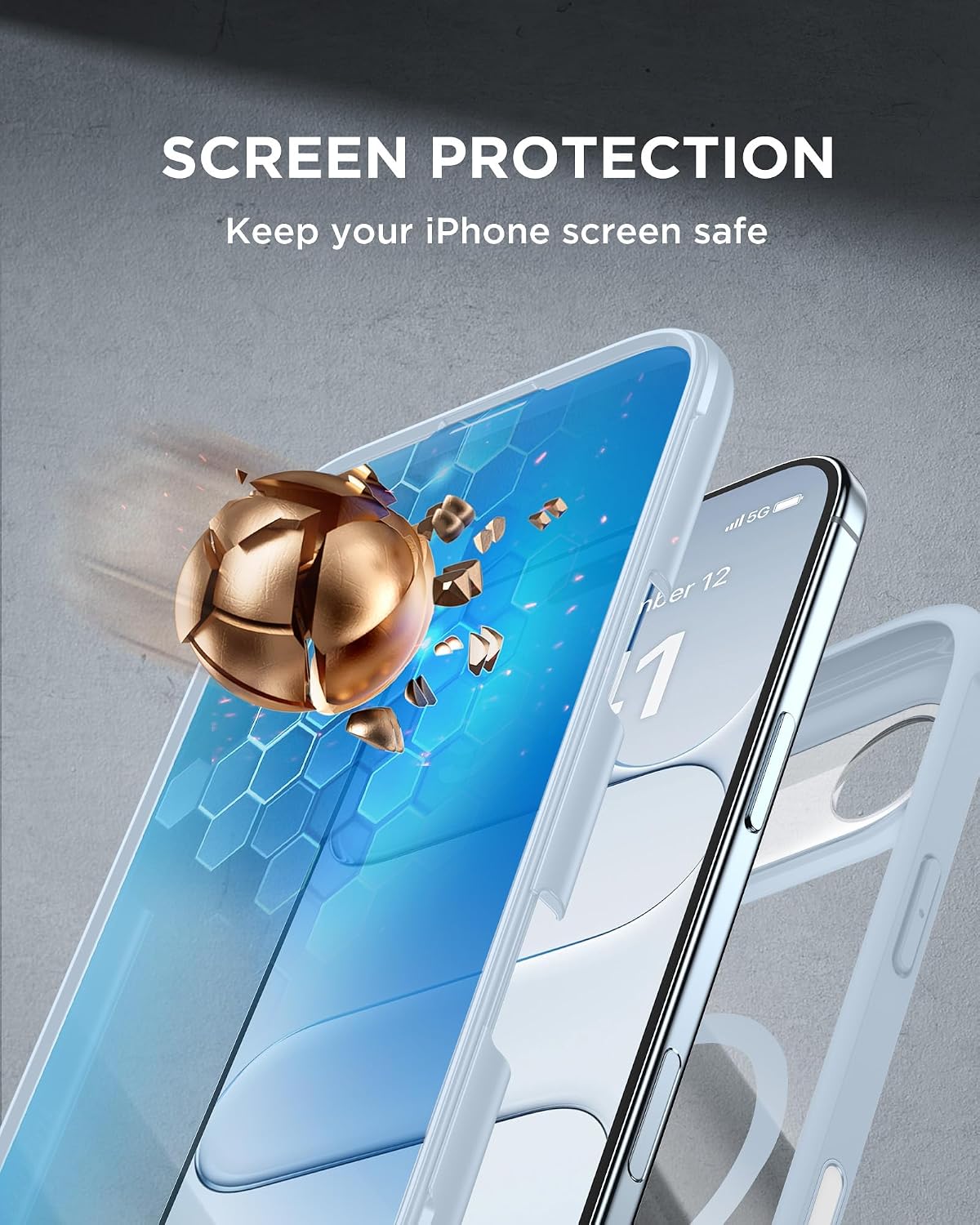 Miracase Magnetic for iPhone Air Case 6.5" [Compatible with MagSafe] Full-Body Phone Case with Built-in Glass Screen Protector & Camera Control,Drop Proof iPhone 17 Air Case Cover, Light Blue