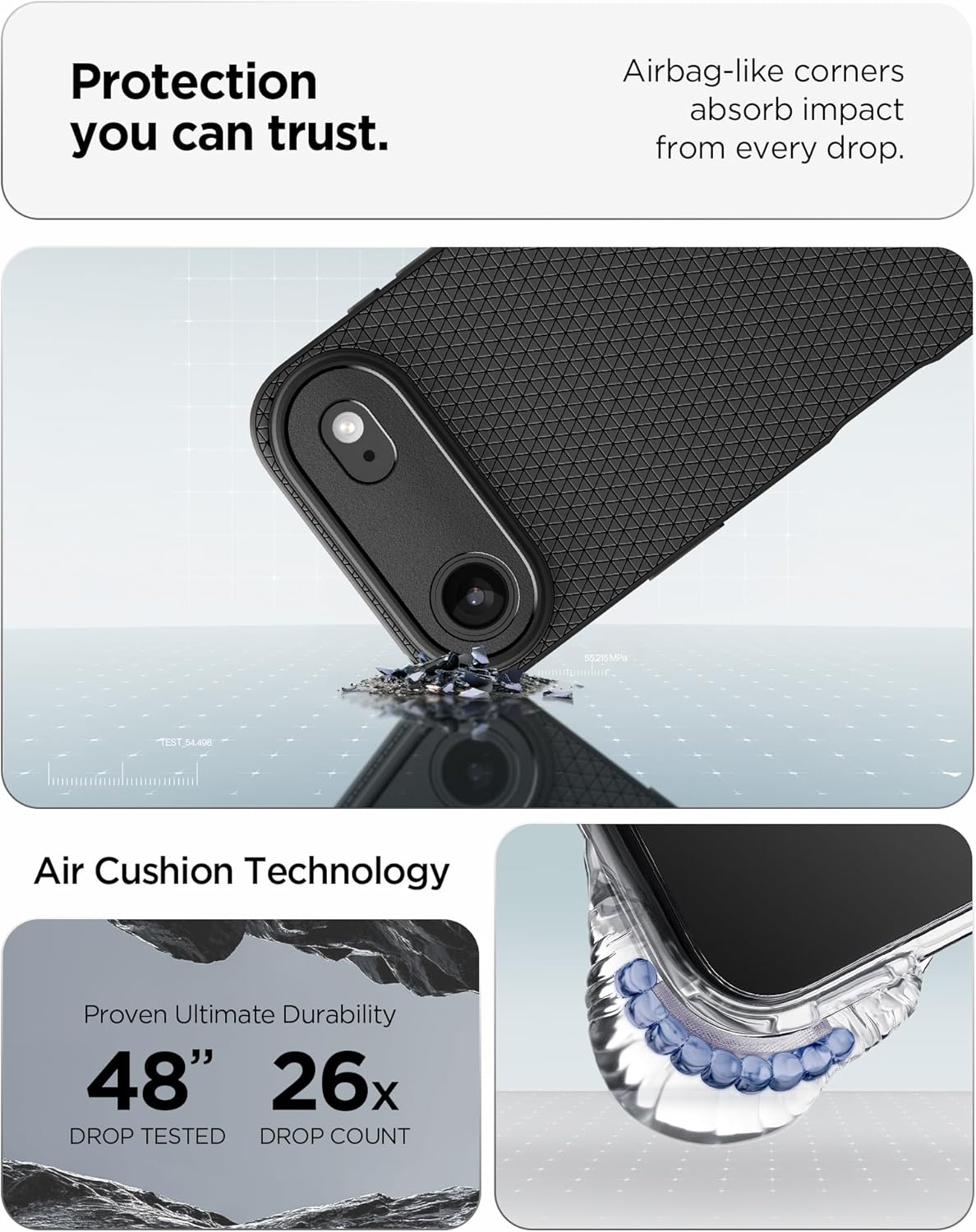 Spigen for iPhone Air Case, Liquid Air [TPU Covered Camera Control] [No Magnet Ring] [Military-Grade Protection] - Matte Black