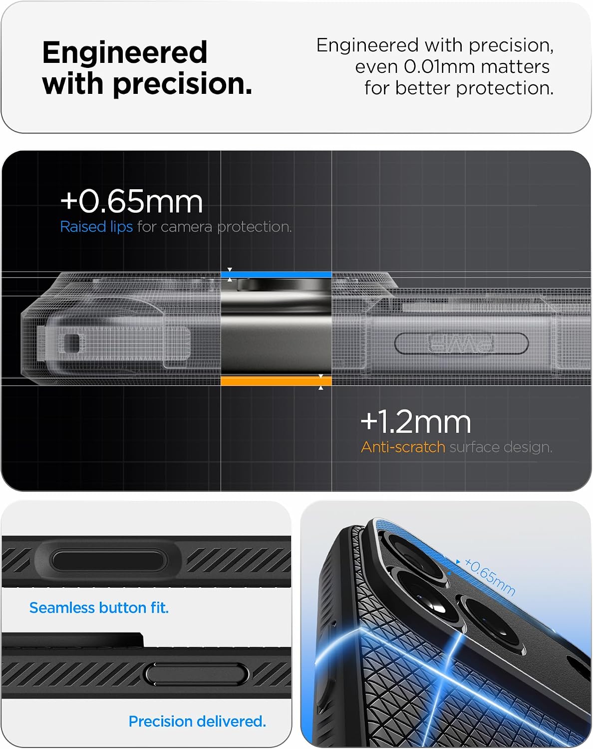 Spigen for iPhone 17 Pro Case, Liquid Air [TPU Covered Camera Control] [No Magnet Ring] [Military-Grade Protection] - Matte Black