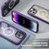 81GmMQ6FO6L._AC_SL1500_ Miracase Magnetic for iPhone 14 Pro Case 6.1 inch, (Compatible with MagSafe) Upgrade Full-Body Clear Phone Bumper Case with Built-in 9H Tempered Glass Screen Protector, Magnetic Purple