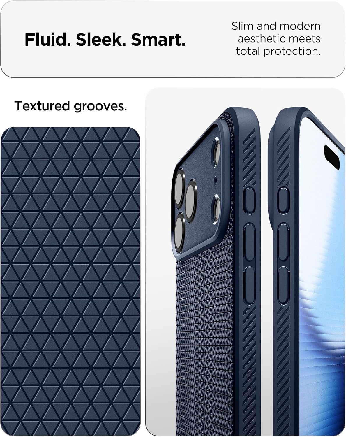 Spigen for iPhone 17 Pro Case, Liquid Air [TPU Covered Camera Control] [No Magnet Ring] [Military-Grade Protection] - Navy Blue