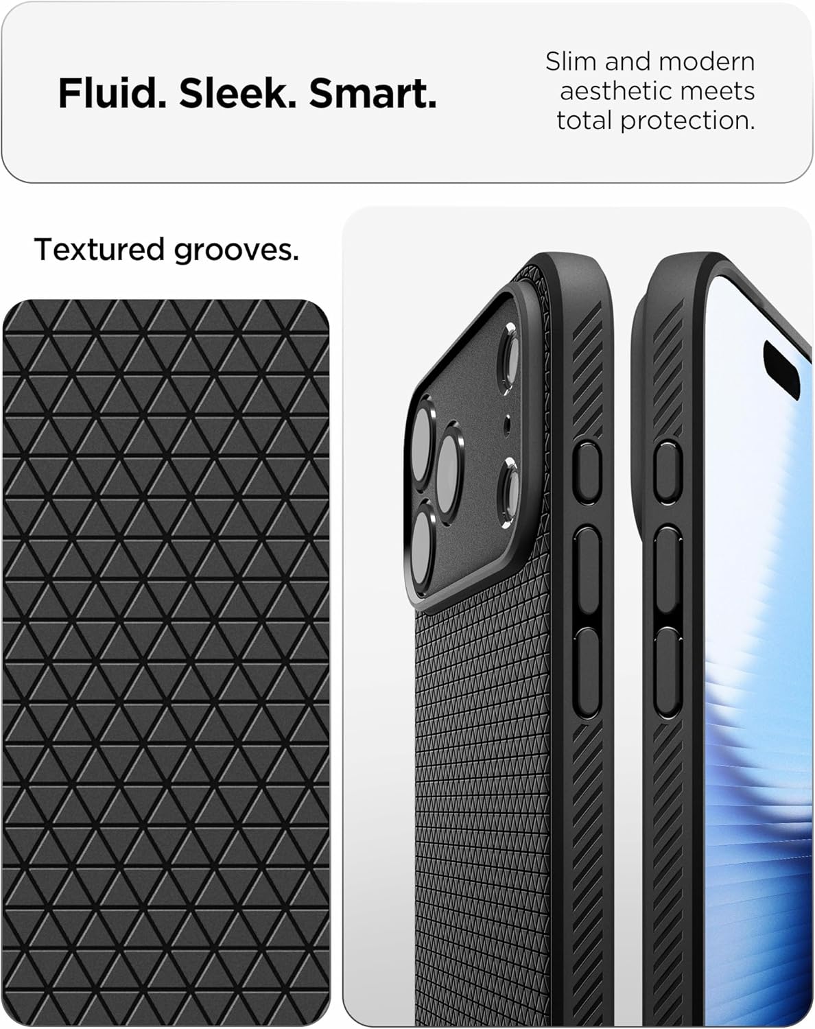 Spigen for iPhone 17 Pro Case, Liquid Air [TPU Covered Camera Control] [No Magnet Ring] [Military-Grade Protection] - Matte Black