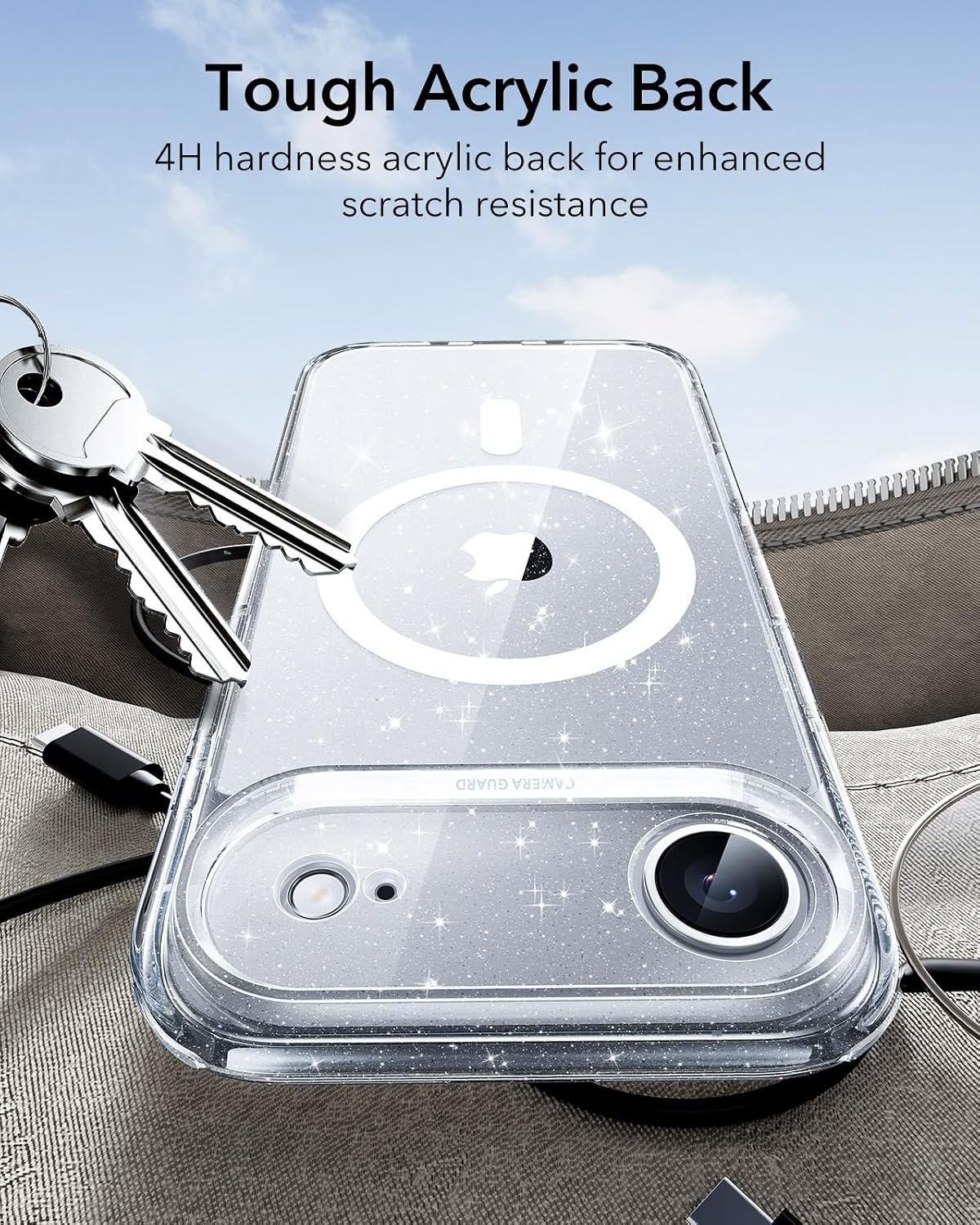 81HvNwvDKvL._AC_SL1500_ ESR for iPhone Air Case, Camera Control Cover, Compatible with MagSafe, Shockproof Military-Grade Protection, Magnetic Phone Case for iPhone Air, Classic Hybrid Case, Clear Shimmer