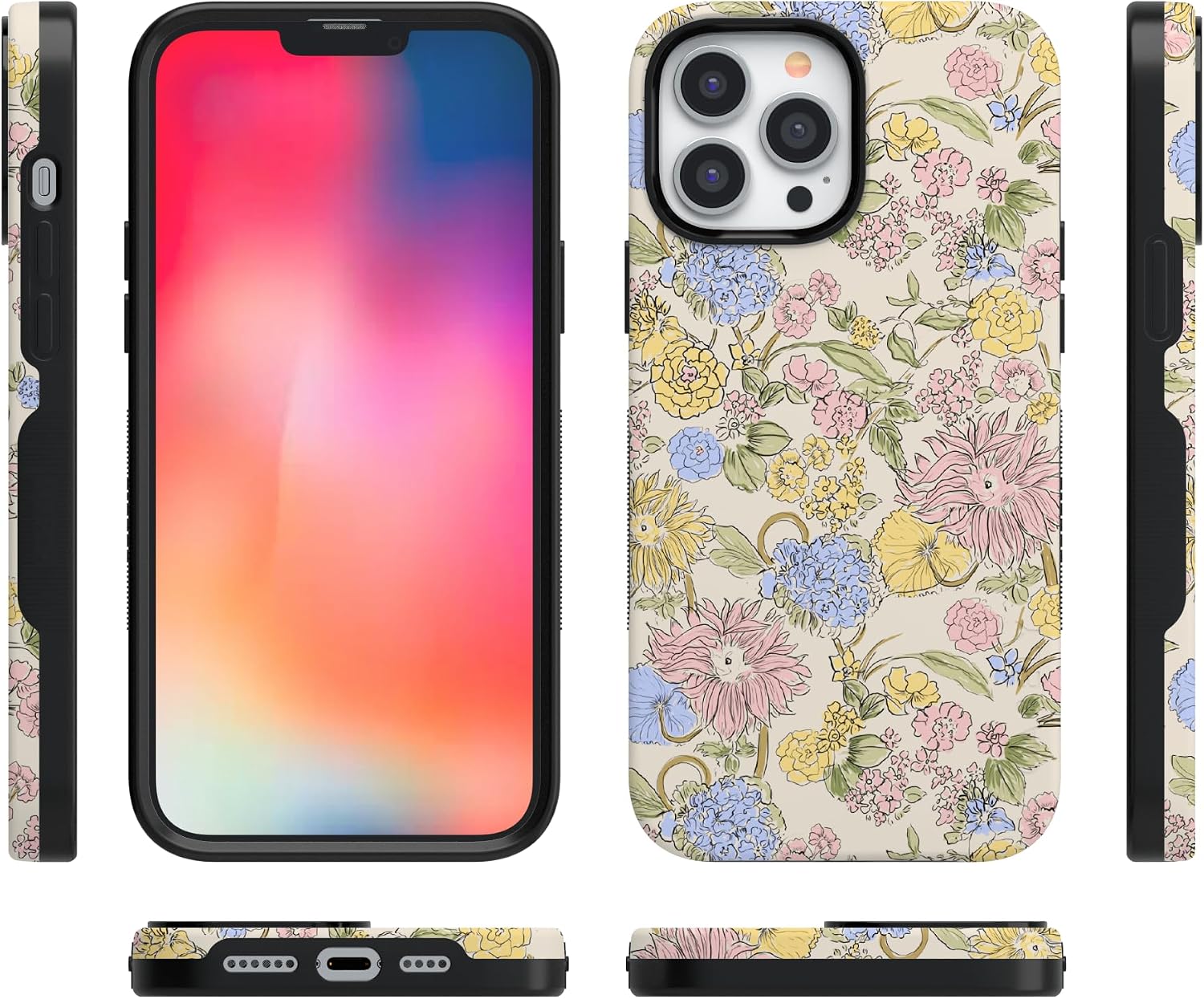Casely iPhone 13 Pro Case | Prairie Blooms | Pastel Floral | Bold Protective Design | Compatible with MagSafe