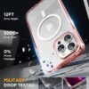 Miracase Magnetic for iPhone 13 Pro Max Case 6.7 inch, (Compatible with MagSafe) Upgrade Full-Body Clear Phone Bumper Case with Built-in 9H Tempered Glass Screen Protector, Magnetic Clear Pink
