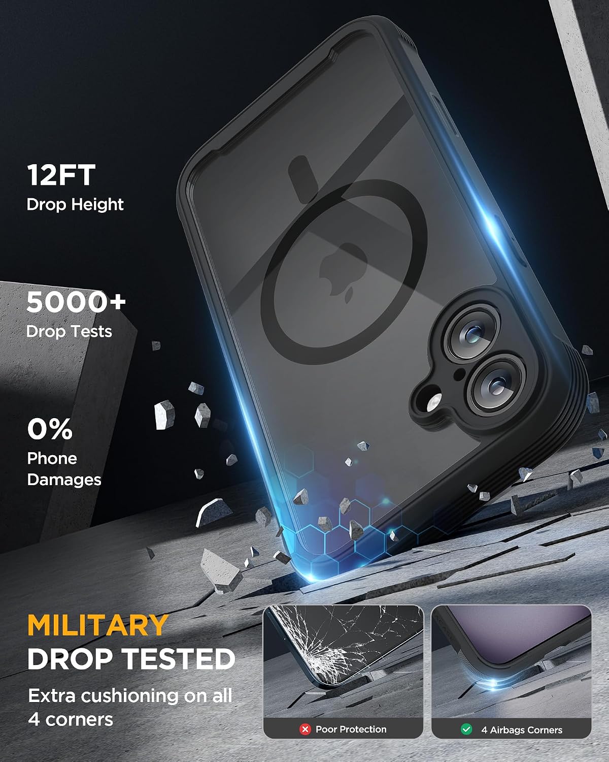 81IGT0i5gJL._AC_SL1500_ Miracase for iPhone 16 Case 6.1'', Full-Body Bumper Phone case with Built-in Full Glass Screen &Camera Control,No Gap,Compatible with MagSafe,Drop Proof 16 Cover,Black