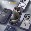 Miracase Magnetic for iPhone 15 Pro Max Case 6.7'' [Compatible with Magsafe] Full-Body Drop Proof Phone Case for iPhone 15 ProMax with Built-in 9H Tempered Glass Screen Protector,Magnetic Purple