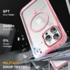 Miracase Magnetic for iPhone 15 Pro Case [Compatible with MagSafe] Full-Body Phone case with Built-in Glass Screen Protector& Camera Protector, Military Drop Proof 15 Pro Cover, Magnetic Pink
