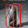 81JS-uDX2PL._AC_SL1500_ Miracase Magnetic for iPhone 15 Pro Case Full-Body Bumper Phone case with Built-in Glass Screen Protector& Camera Protector, Military Drop Proof 15 Pro Cover, Magnetic Red