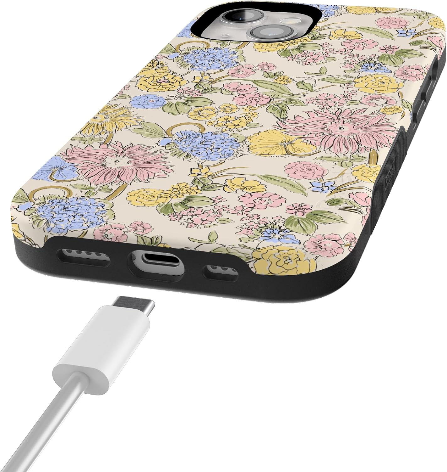 81LVpNYA1bL._AC_SL1500_ Casely iPhone 15 Case | Prairie Blooms | Pastel Floral | Bold Protective Design | Compatible with MagSafe