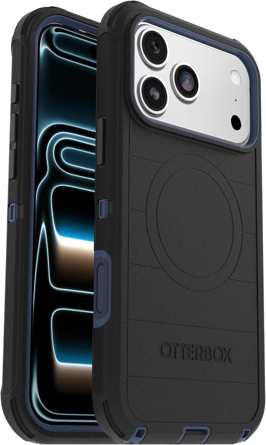81MPn5YPpzL._AC_SL1500_ OtterBox iPhone 17 Pro Max (Only) - Defender Series Case - Black Shadow (Black & Blue) - Snaps on MagSafe - Tough - Rugged & Durable