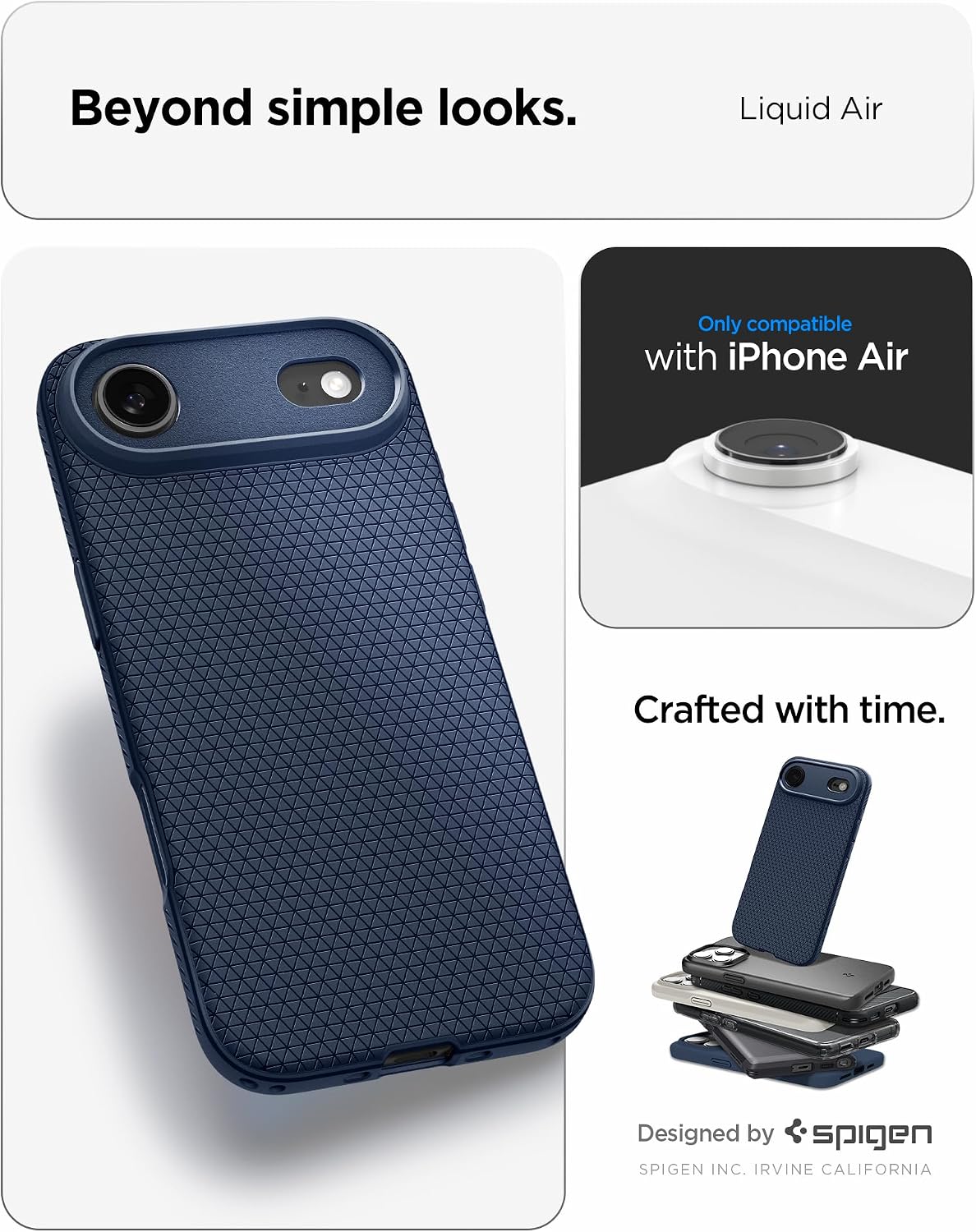 Spigen for iPhone Air Case, Liquid Air [TPU Covered Camera Control] [No Magnet Ring] [Military-Grade Protection] - Navy Blue