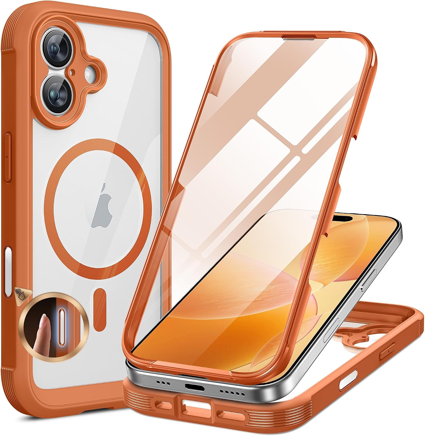 81OG0EeUEeL._AC_SL1500_ Miracase for iPhone 17 Case 6.3'', Full-Body Military Grade Drop Protection Outdoor Phone case with Built-in Glass Screen &Camera Control,Easy Installation,No Gap,Compatible with MagSafe, Orange