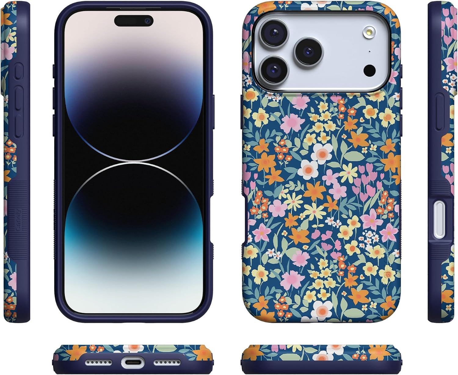 81PEceoUdEL._AC_SL1500_ Casely iPhone 17 Pro Case | Full Bloom | Navy Floral | Bold Protective Design | Compatible with MagSafe