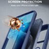 Miracase Magnetic for iPhone 12 Pro Max Case [Compatible with MagSafe] Full-Body Phone case with Built-in Glass Screen Protector& Camera Protector, Military Drop Proof 12 Pro Max Cover, Blue