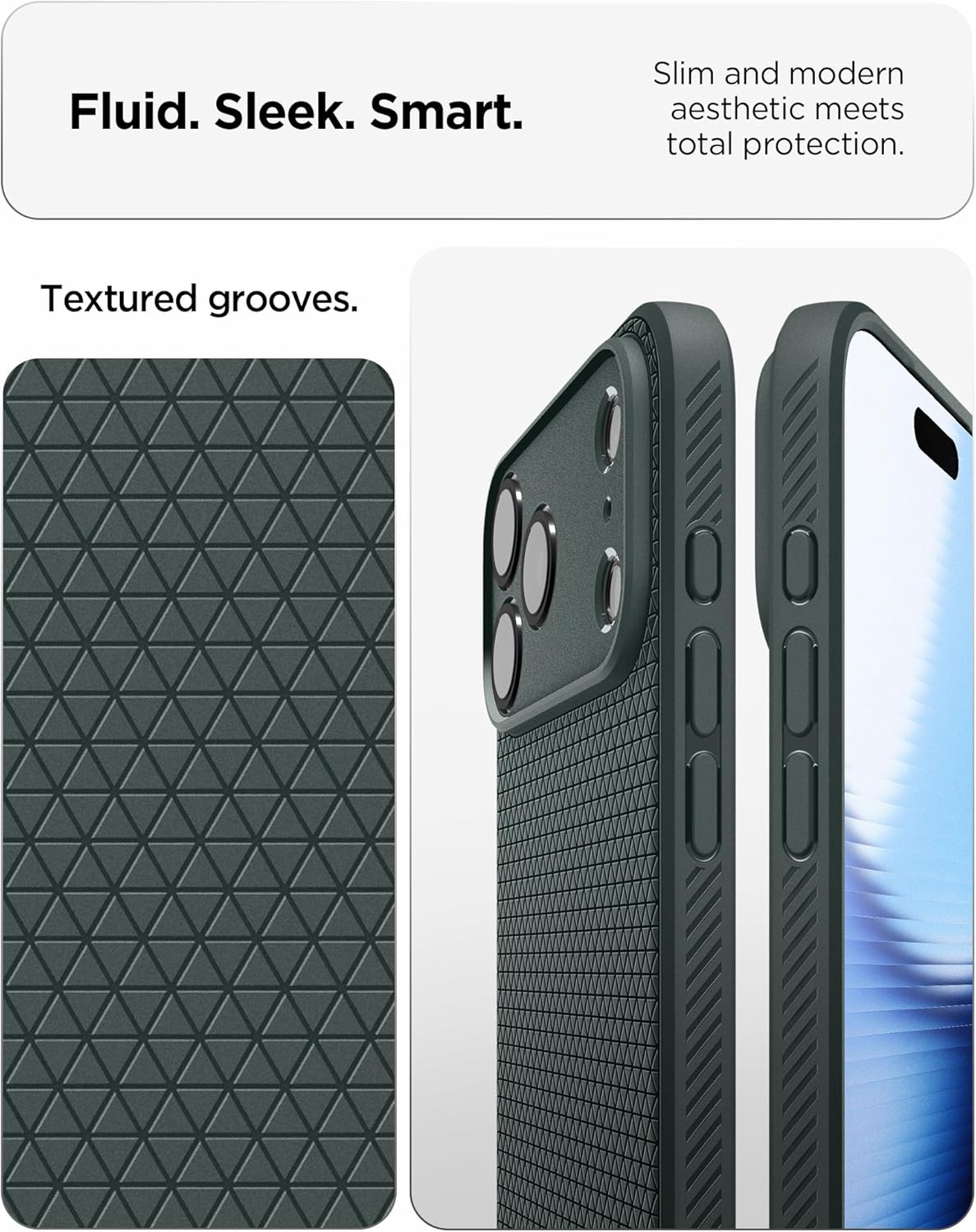 Spigen for iPhone 17 Pro Case, Liquid Air [TPU Covered Camera Control] [No Magnet Ring] [Military-Grade Protection] - Abyss Green