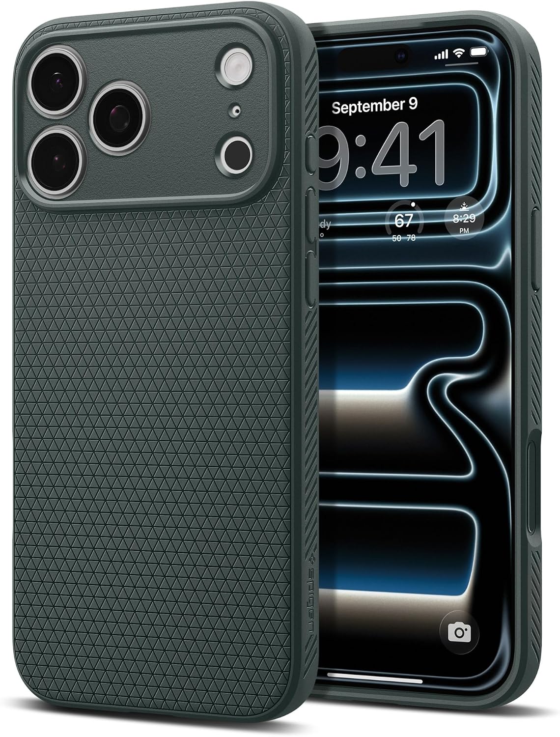 Spigen for iPhone 17 Pro Case, Liquid Air [TPU Covered Camera Control] [No Magnet Ring] [Military-Grade Protection] - Abyss Green