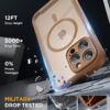 Miracase Magnetic for iPhone 16 Pro Case Full-Body Phone with Built-in Glass Screen Protector, [Compatible with MagSafe] Military Drop Proof 16 Pro Cover Bumper 6.3 inch, Gold Brown