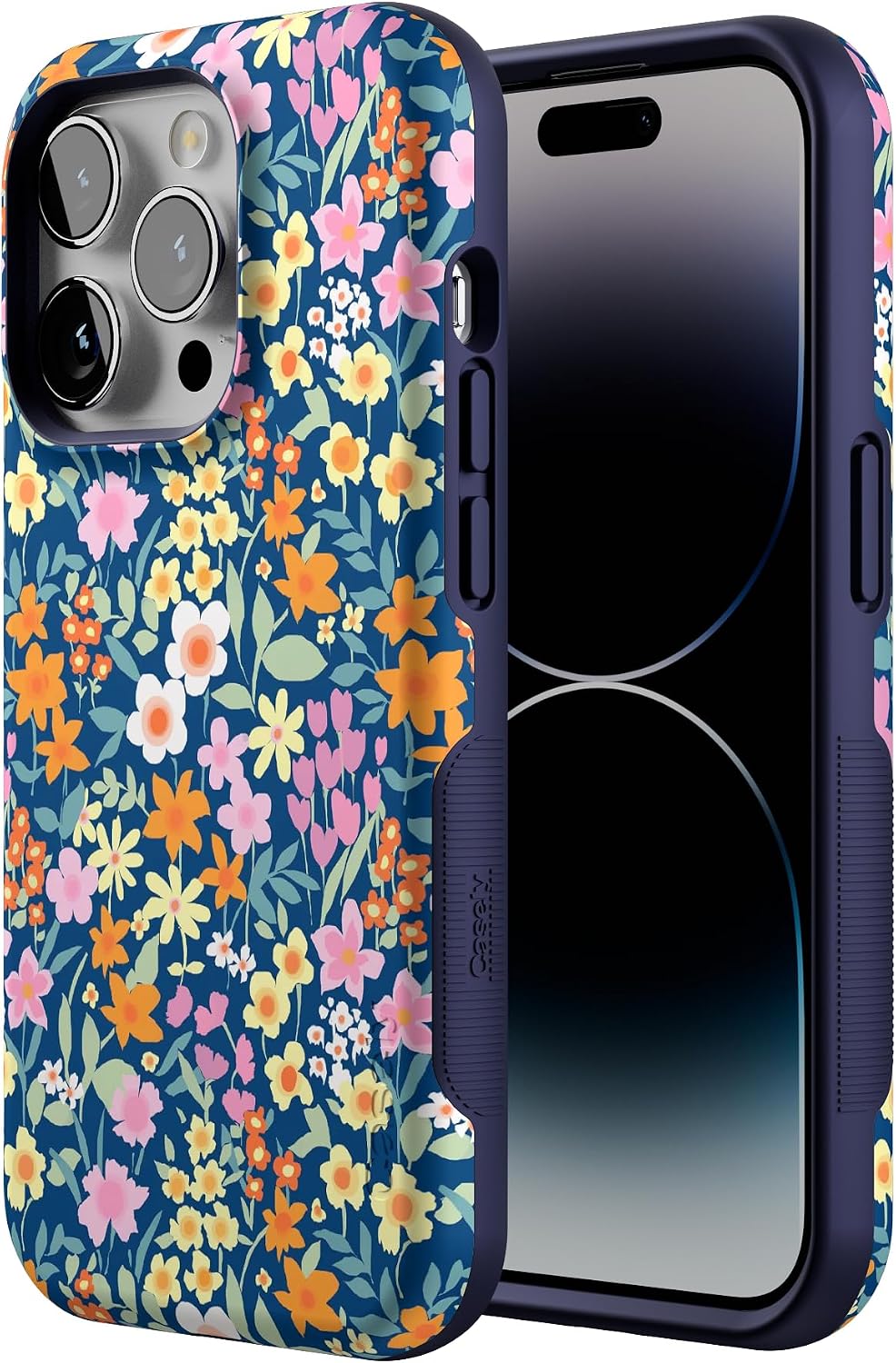 81S2iWfkZL._AC_SL1500_ Casely iPhone 14 Pro Case | Full Bloom | Navy Floral | Bold Protective Design | Compatible with MagSafe