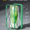 Miracase Magnetic for iPhone 15 Plus Case 6.7'' [Compatible with Magsafe] Full-Body Military Drop Proof 15 Plus Phone Case Cover with Built-in 9H Tempered Glass Screen Protector,Magnetic Green