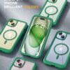 Miracase Magnetic for iPhone 15 Plus Case 6.7'' [Compatible with Magsafe] Full-Body Military Drop Proof 15 Plus Phone Case Cover with Built-in 9H Tempered Glass Screen Protector,Magnetic Green