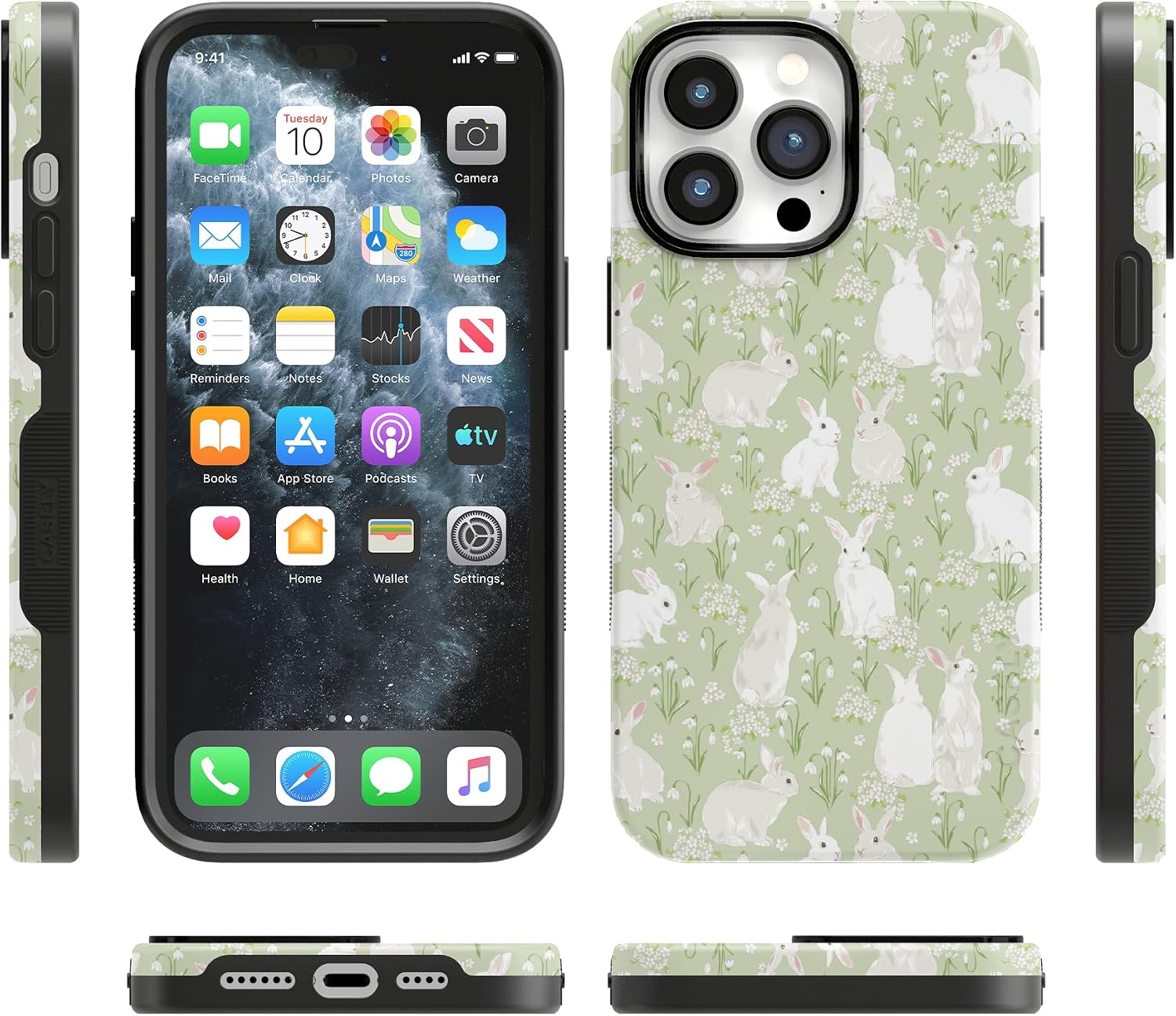 81Sk2yDLRDL._AC_SL1500_ Casely iPhone 14 Pro Case | Hop to it | Green Bunny | Bold Protective Design | Compatible with MagSafe