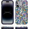 81Srd1LZwlL._AC_SL1500_ Casely iPhone 14 Pro Case | Full Bloom | Navy Floral | Bold Protective Design | Compatible with MagSafe