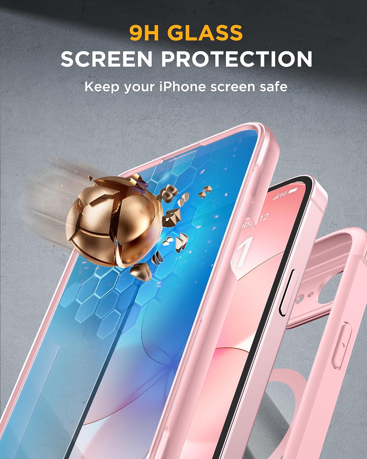 Miracase for iPhone 17e Case & iPhone 16e Case, Full-Body Phone with Built-in Glass Screen Protector, [Magnetic with MagSafe] Military Drop Proof 17 E/ 16 E Cover Bumper, Pink