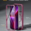81TgrB-f8L._AC_SL1500_ Miracase Magnetic for iPhone 13 Pro Max Case 6.7 inch, (Compatible with MagSafe) Upgrade Full-Body Clear Phone Bumper Case with Built-in 9H Tempered Glass Screen Protector, Magnetic Wine Red