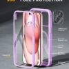 Miracase Magnetic for iPhone 15 Plus Case 6.7'' [Compatible with Magsafe] Full-Body Military Drop Proof 15 Plus Phone Case Cover with Built-in 9H Tempered Glass Screen Protector,Light Purple