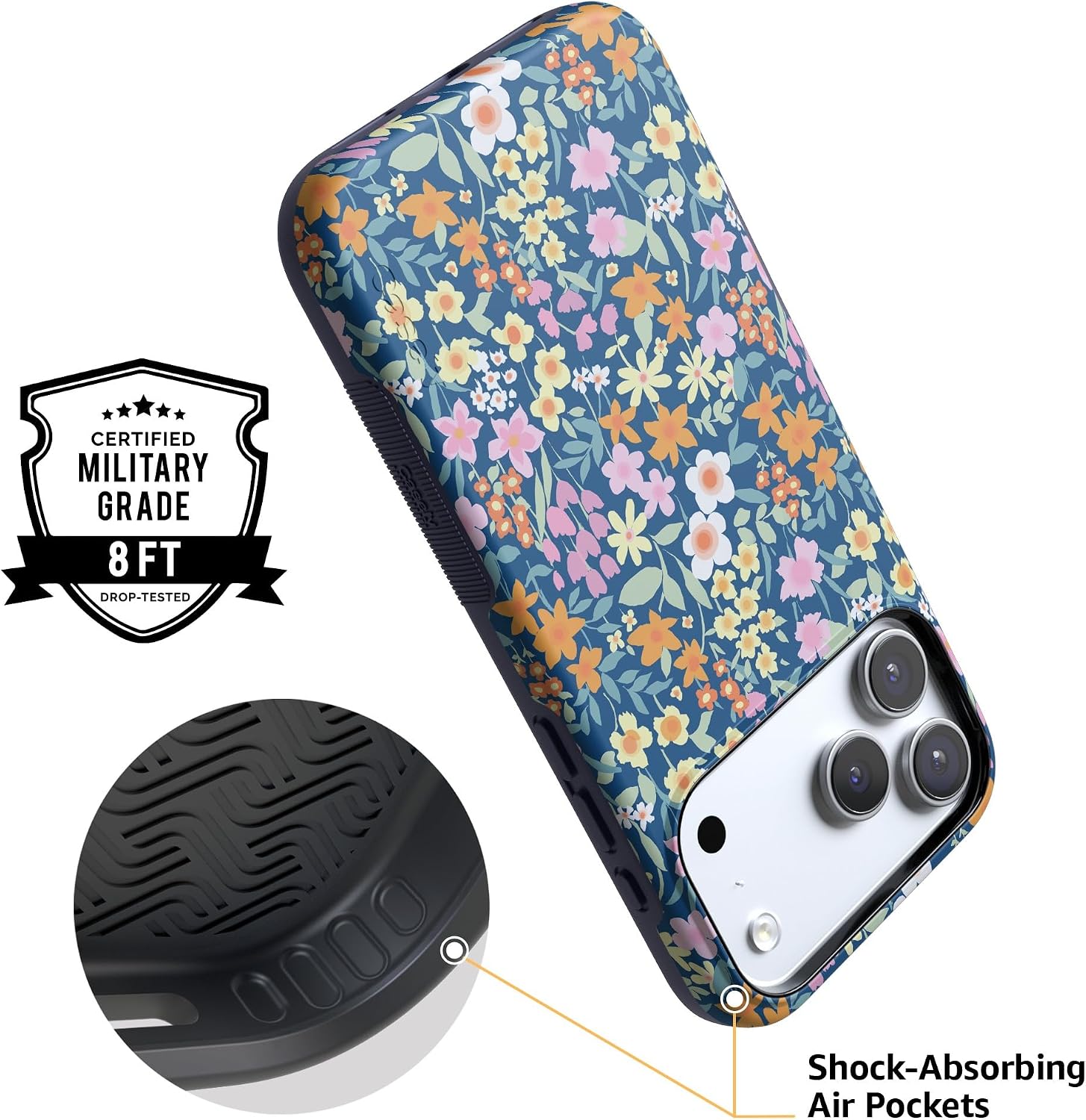 81W7fJW0aZL._AC_SL1500_ Casely iPhone 17 Pro Case | Full Bloom | Navy Floral | Bold Protective Design | Compatible with MagSafe