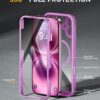 Miracase for iPhone 16 Case 6.1'', [Bubble Free] Full-Body Bumper Phone case with Built-in Full Glass Screen &Camera Control,No Gap,Compatible with MagSafe,Drop Proof 16 Cover,Pink