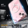 Miracase Glass Series for iPhone 15 Case [Compatible with MagSafe] Full-Body Magnetic Case with Built-in 9H Tempered Glass Anti-Fingerprint Screen Protector + Camera Lens Protector, Clear