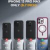 81Wef56DkQL._AC_SL1500_ Miracase Magnetic for iPhone 13 Pro Max Case 6.7 inch, (Compatible with MagSafe) Upgrade Full-Body Clear Phone Bumper Case with Built-in 9H Tempered Glass Screen Protector, Magnetic Wine Red