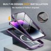 81Y4HB4So5L._AC_SL1500_ Miracase Magnetic for iPhone 14 Pro Case 6.1 inch, (Compatible with MagSafe) Upgrade Full-Body Clear Phone Bumper Case with Built-in 9H Tempered Glass Screen Protector, Magnetic Purple