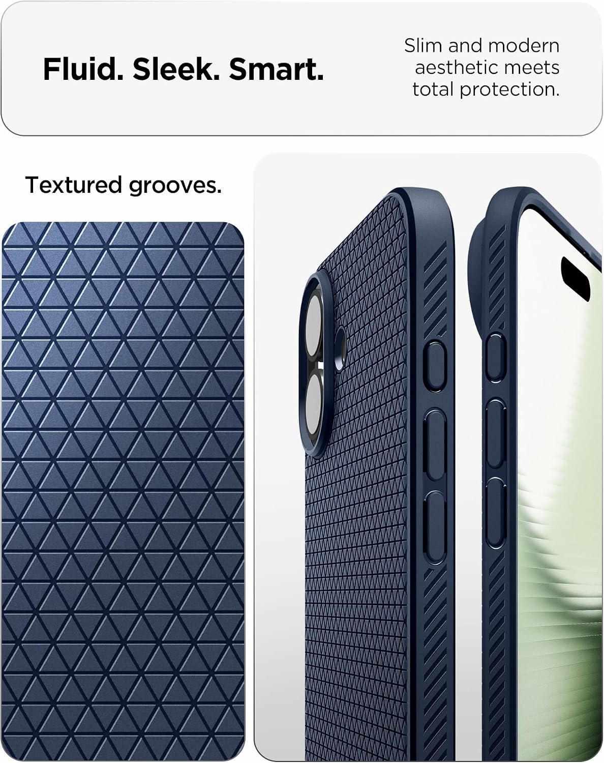 Spigen for iPhone 17 Case, Liquid Air [TPU Covered Camera Control] [No Magnet Ring] [Military-Grade Protection] - Navy Blue