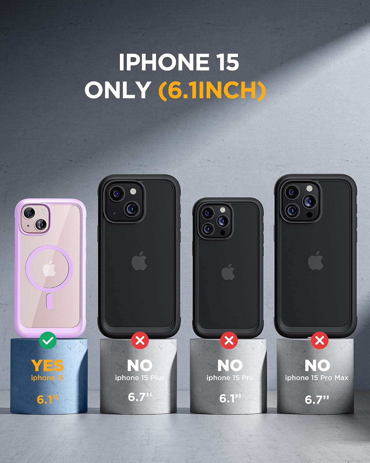 Miracase Glass Series for iPhone 15 Case [Compatible with MagSafe] Full-Body Magnetic Bumper Case with Built-in 9H Tempered Glass Screen Protector + Camera Lens Protector, Light Purple