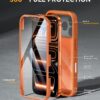 Miracase for iPhone 17 Pro Max Case with 360° Magnetic Ring Stand [Compatible with Magsafe] Full-Body Drop Proof Bumper Phone Case with Built-in 10H Tempered Glass Screen Protector,Orange