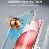 Miracase Glass Series for iPhone 15 Case [Compatible with MagSafe] Full-Body Magnetic Case with Built-in 9H Tempered Glass Anti-Fingerprint Screen Protector + Camera Lens Protector, Clear