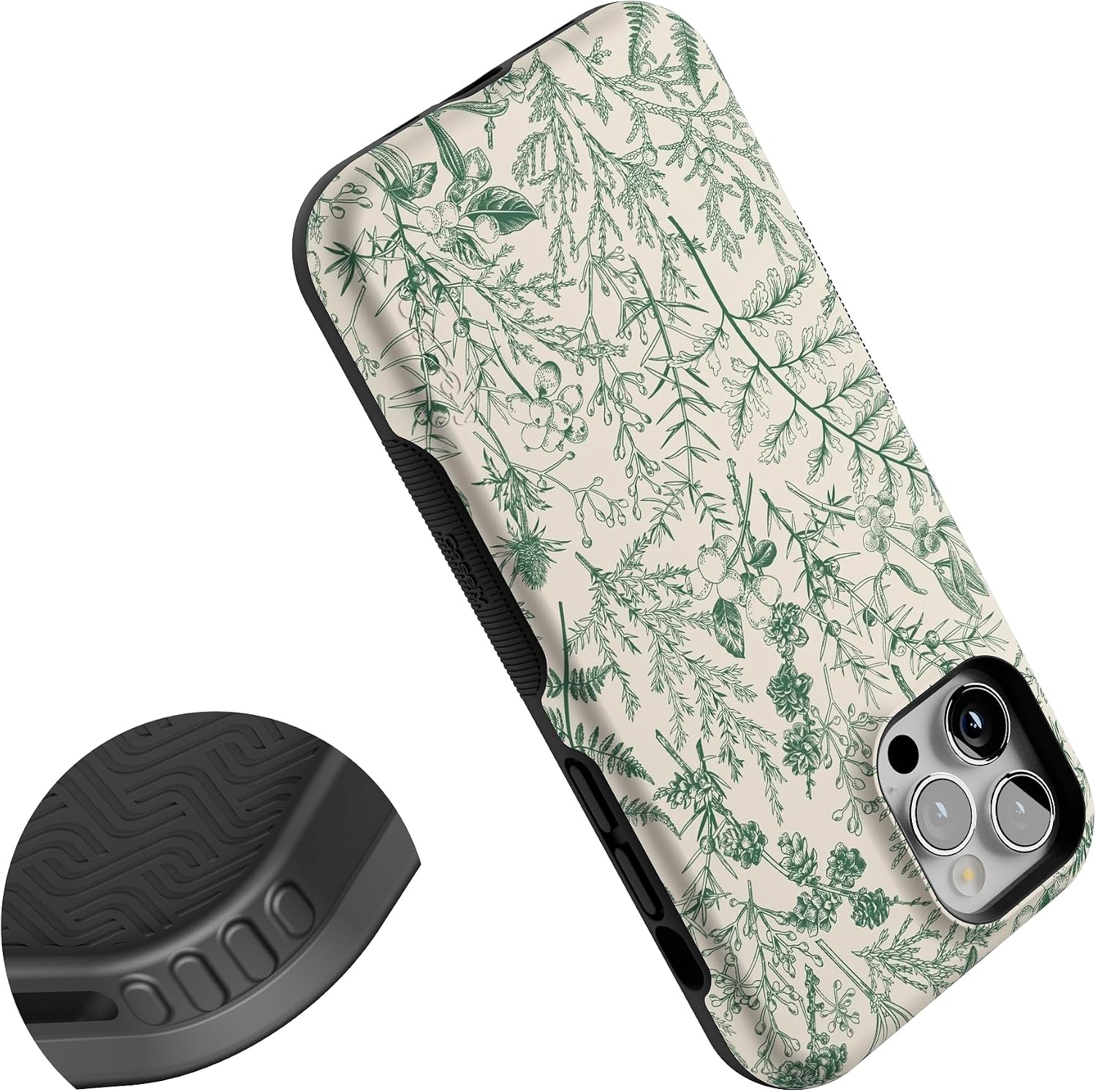 81ZWbtYNnZL._AC_SL1500_ Casely iPhone 12/12 Pro Case | Sage Garden | Green Floral | Bold Protective Design | Compatible with MagSafe