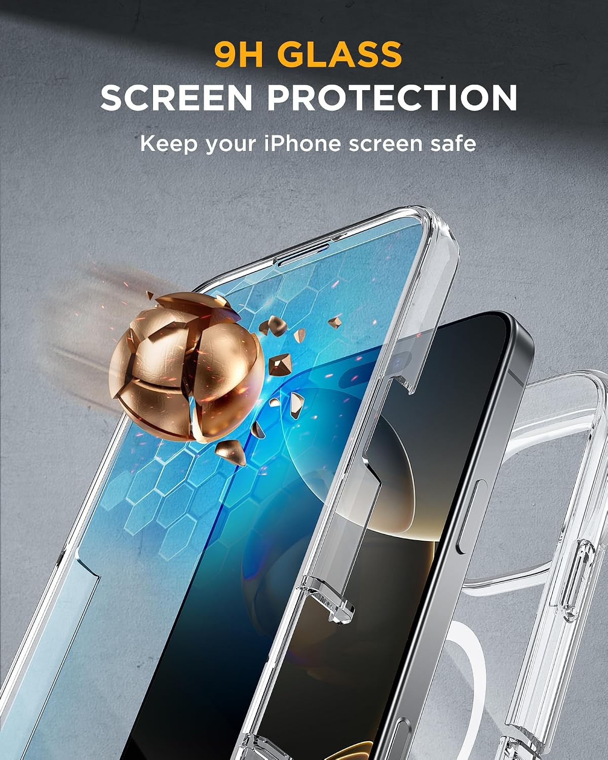 Miracase Magnetic for iPhone 16 Pro Case Full-Body Phone with Built-in Glass Screen Protector, [Compatible with MagSafe] Military Drop Proof 16 Pro Cover Bumper 6.3 inch, Clear