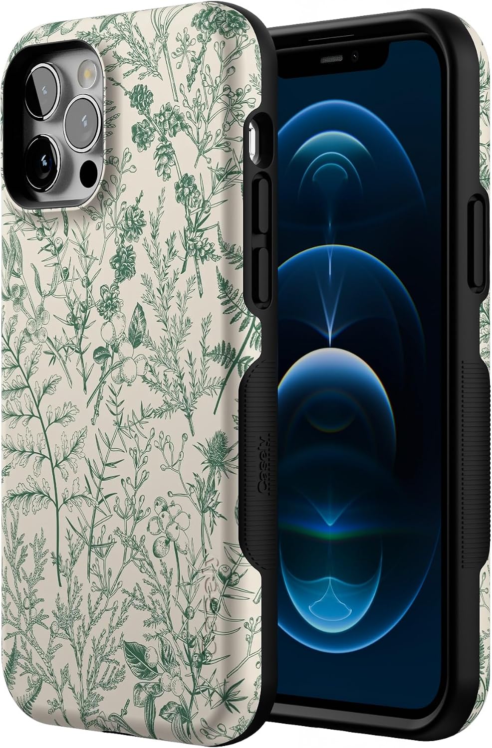 81aZrHEBHwL._AC_SL1500_ Casely iPhone 12/12 Pro Case | Sage Garden | Green Floral | Bold Protective Design | Compatible with MagSafe