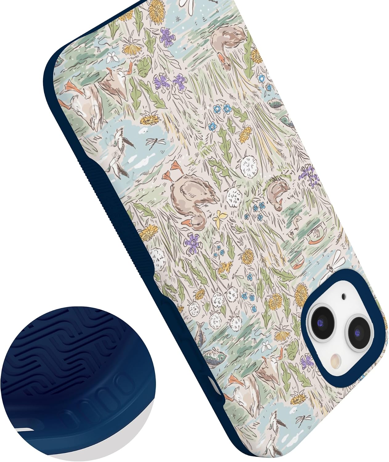 81byAfV8U5L._AC_SL1500_ Casely iPhone 13 Mini Case | The Waddle Path | Duck Pond | Bold Protective Design | Compatible with MagSafe
